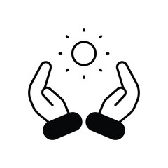 Healing Hands with Glow vector icon stock illustration