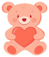 Obraz premium PNG Teddy bear illustration holding heart.