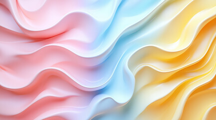 Obraz premium Macro Pastel Liquid Design with Yellow, Blue, and Pink Tones, Generative AI