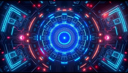Fototapeta premium Neon Circuit Board Cyberpunk Wallpaper Background
