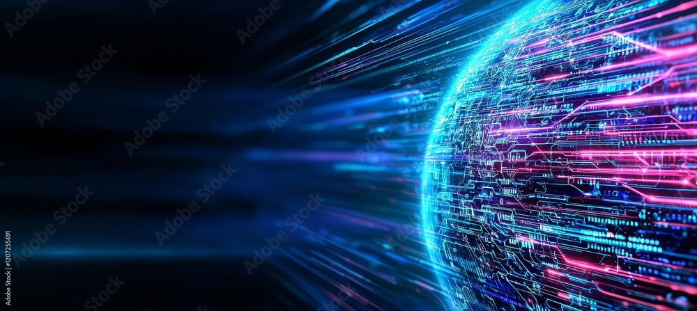 Aufkleber concept of quantum computer technologies. futuristic blue circuit board background, modern. design o