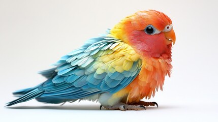 Vibrant sun conure parrot perched showing colorful feather patterns