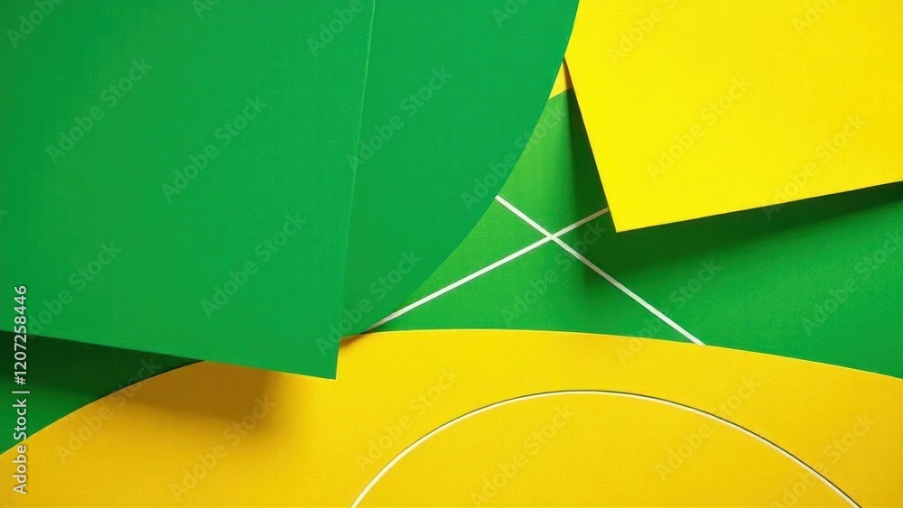 Poster abstract background showing green and yellow overlapping shapes creating modern design