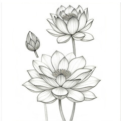 Lotus coloring book, grayscale coloring pages Art & Illustration