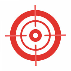 Red aim goal icon on white background