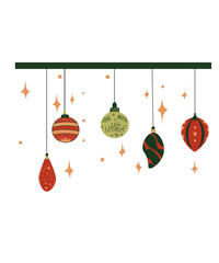 New Year's balls vector on a white background. a simple illustration of Christmas balls with stars