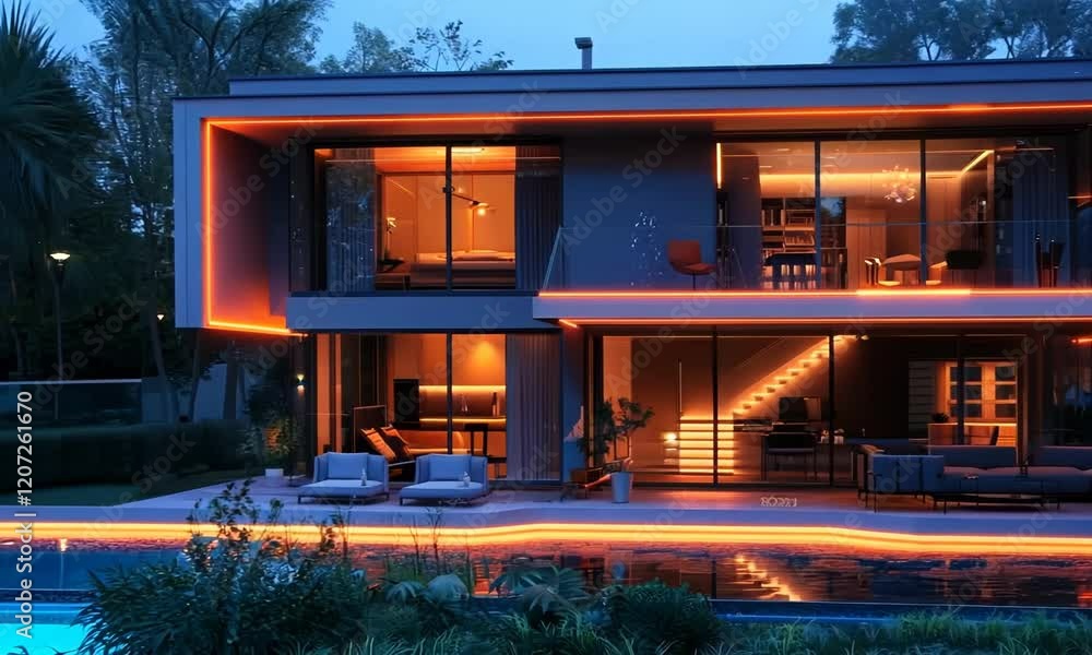 Poster smart home of the future with integrated ai and automated systems