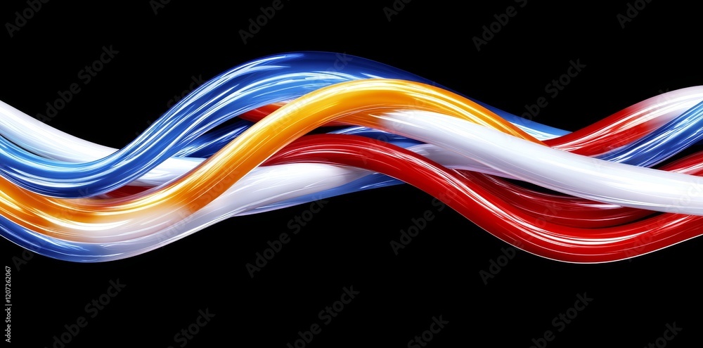 Poster wave lines in blue and orange flow dynamically