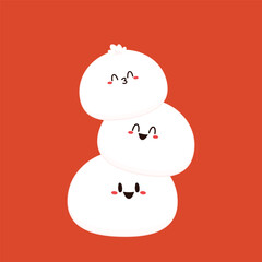 Chinese Steam Bun illustration vector. Asian food vector illustration. Baozi or bao is Chinese food.