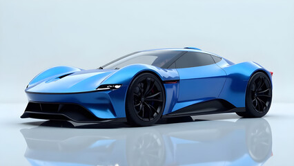 Fototapeta premium Blue sports car on a gray background.