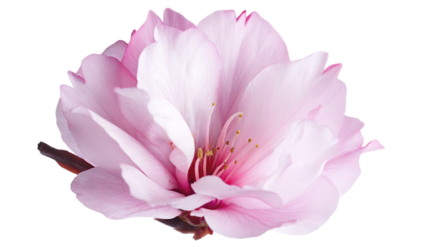 long Pink blossom of a tree head isolated white background PNG.AI GENERATED