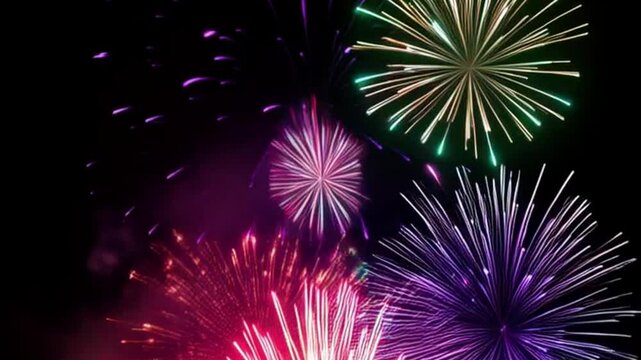 animated new year fireworks footage
