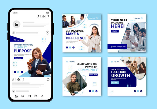 Elegant Corporate Social Media Posts Layout