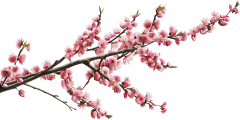 pink cherry blossom isolated on white background PNG.AI GENERATED