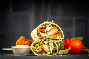 Fried chicken wraps with nuggets