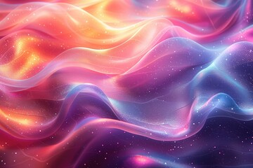 Abstract Colorful Waves with Sparkling Glitter