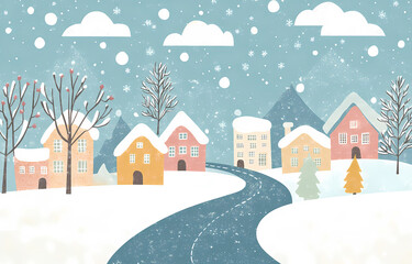 Winter landscape illustration