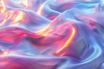 Obraz premium Abstract iridescent fabric flowing softly in pastel hues