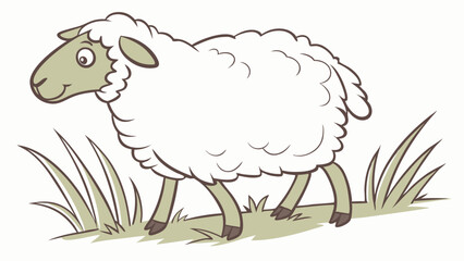 Obraz premium sheep on grass vector illustration
