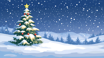 Obraz premium Winter landscape illustration