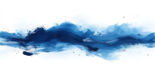 Fototapeta premium Abstract Blue Ocean Waves Painting: A Serene Seascape