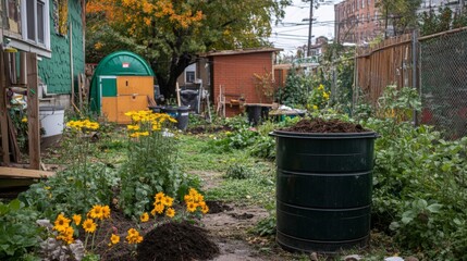 Naklejka premium Community garden flourishing in the fall season