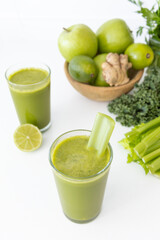 Green Detox Juice on White Kitchen Counter