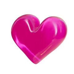 Glass heart  isolated on transparent background. 3D glass liquid shape. Heart Icon vector illustration