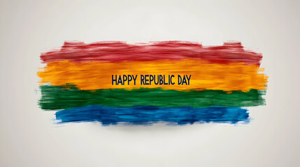 Fototapeta premium Vibrant brushstrokes in saffron, orange, green, blue creating patriotic backdrop celebrating Republic Day with Indian national colors and pride