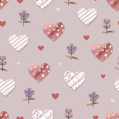 Minimalist Glittering Heart Seamless Pattern
