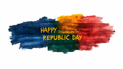 Vibrant brushstrokes in saffron, white, and green, forming the Indian flag, celebrate India Republic Day with an inspiring message of unity and pride