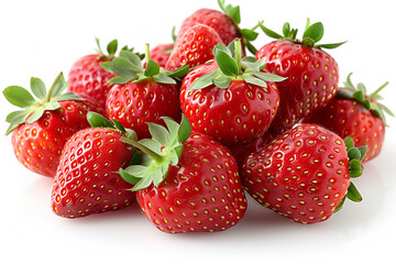fresh ripe red strawberry, organic strawberry, isolated white background.