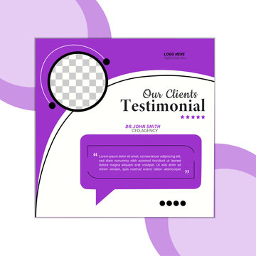 Client feedback or customer testimonial social media post design template . Creative client testimonial social media post design. 