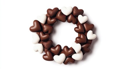 Fototapeta premium Chocolate heart wreath valentine's love frame sweet background