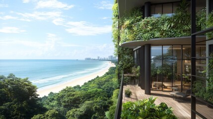 Fototapeta premium Luxury Beachfront Apartment with Panoramic Ocean View