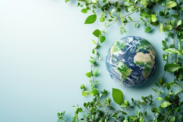 Celebrating global earth day a clean and elegant background with earth surrounded by greenery nature and serenity