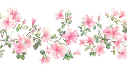 Naklejka premium Love background heart frame with pink azaleas floral design