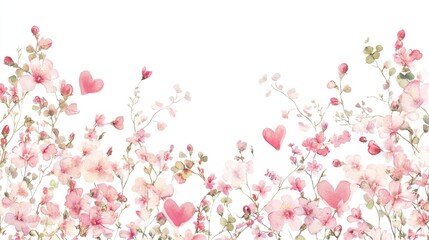 Floral heart frame with clovers valentine's love background graphic