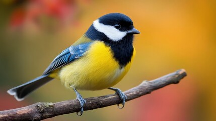Close-up of a Great Tit perched on a branch