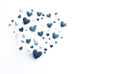 Fototapeta premium Romantic Heart Shapes in Various Sizes and Shades Creating a Playful Heartfelt Mood on a Clean White Background for Valentine's Day or Loving Celebrations
