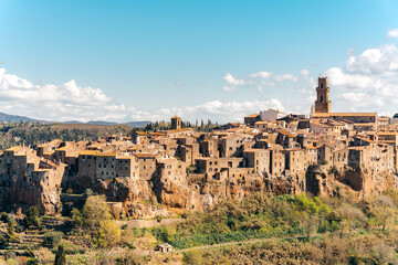 Fototapeta premium Pitigliano, Tuscany, Ancient town nestled in a hillside. Italy