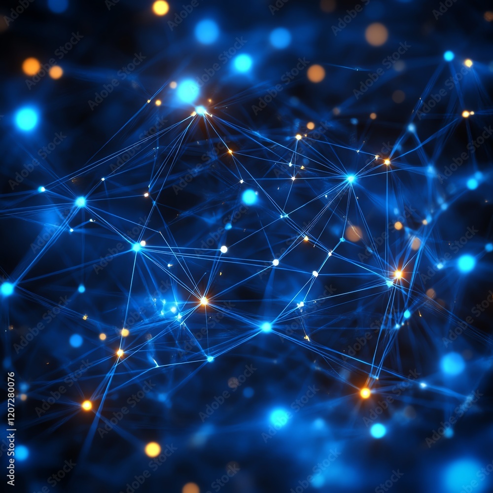 Poster exploring the intricate connections within a vibrant network of light and energy