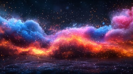 Cosmic Nebula with Vibrant Hues and Sparkling Stars