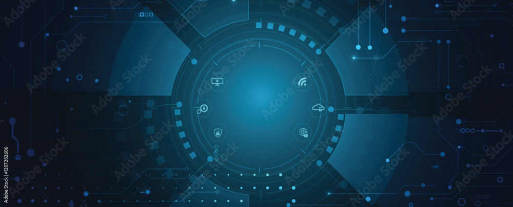 Poster abstract glowing technology and network concept