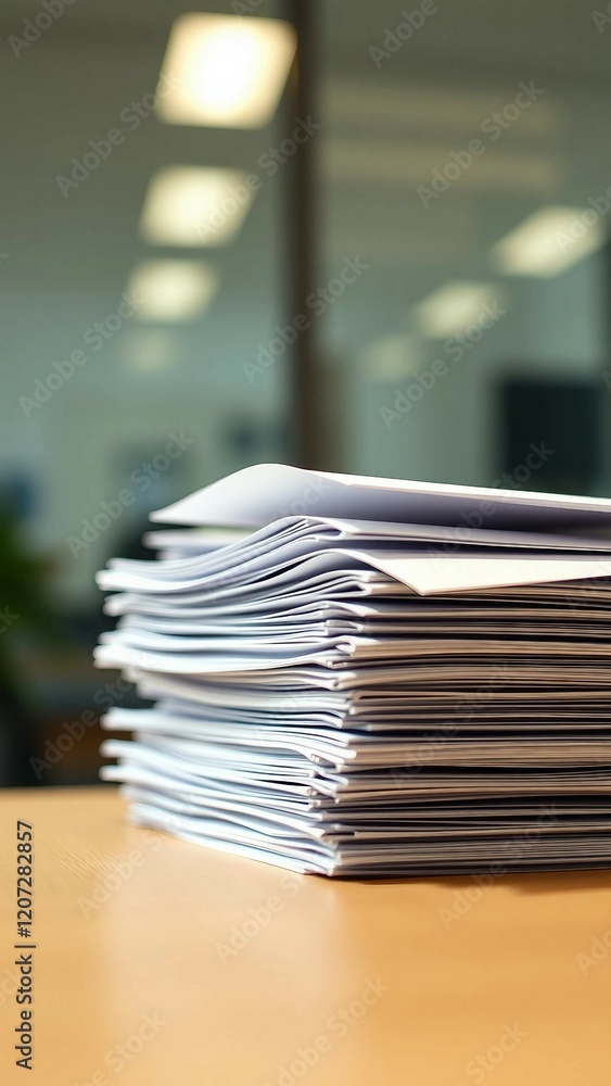 Poster stack of papers with curl documents office business vertical
