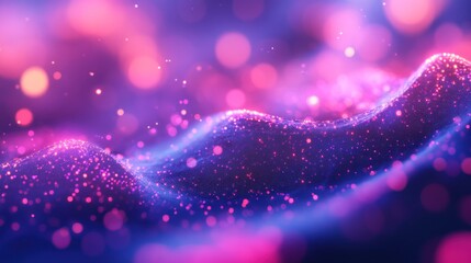 Pink purple glowing particles wave abstract background