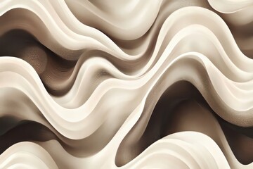 Obraz premium Abstract Beige and Brown Wavy Forms Design