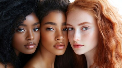 Obraz premium Diverse beauty portrait of three women side by side.