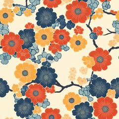 A seamless pattern designed in an Eastern style, Seamless design allows for a perfectly continuous pattern with no visible seams.