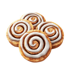Fototapeta premium Delicious Cinnamon Rolls with Icing on Transparent Background
